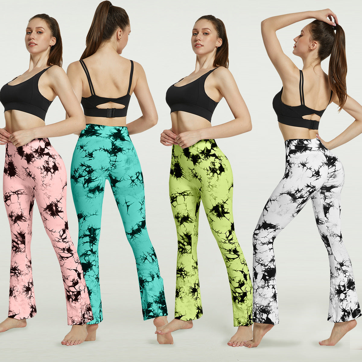 Fashion Tie Dye Printed Yoga Bell-Bottomed Pants Seamless High Waist Quick-drying Fitness Running Sports Leggings Women Flares Fashion Tie Dye Printed Yoga Bell-Bottomed Pants Seamless High Waist Quick-drying Fitness Running Sports Leggings Women Flares